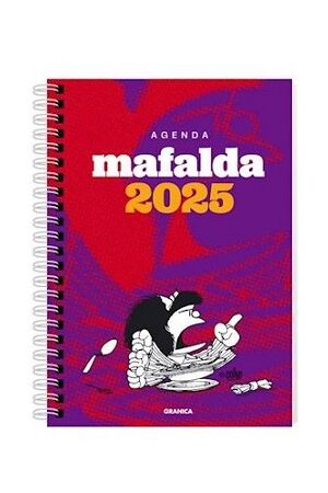 59258-AGENDA MAFALDA 2025 ANILLADA FEMINISTA VIOLETA-ROJO